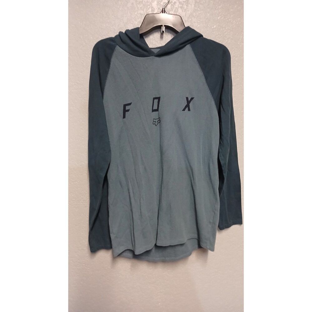 Fox racing blue hooded shirt size Medium